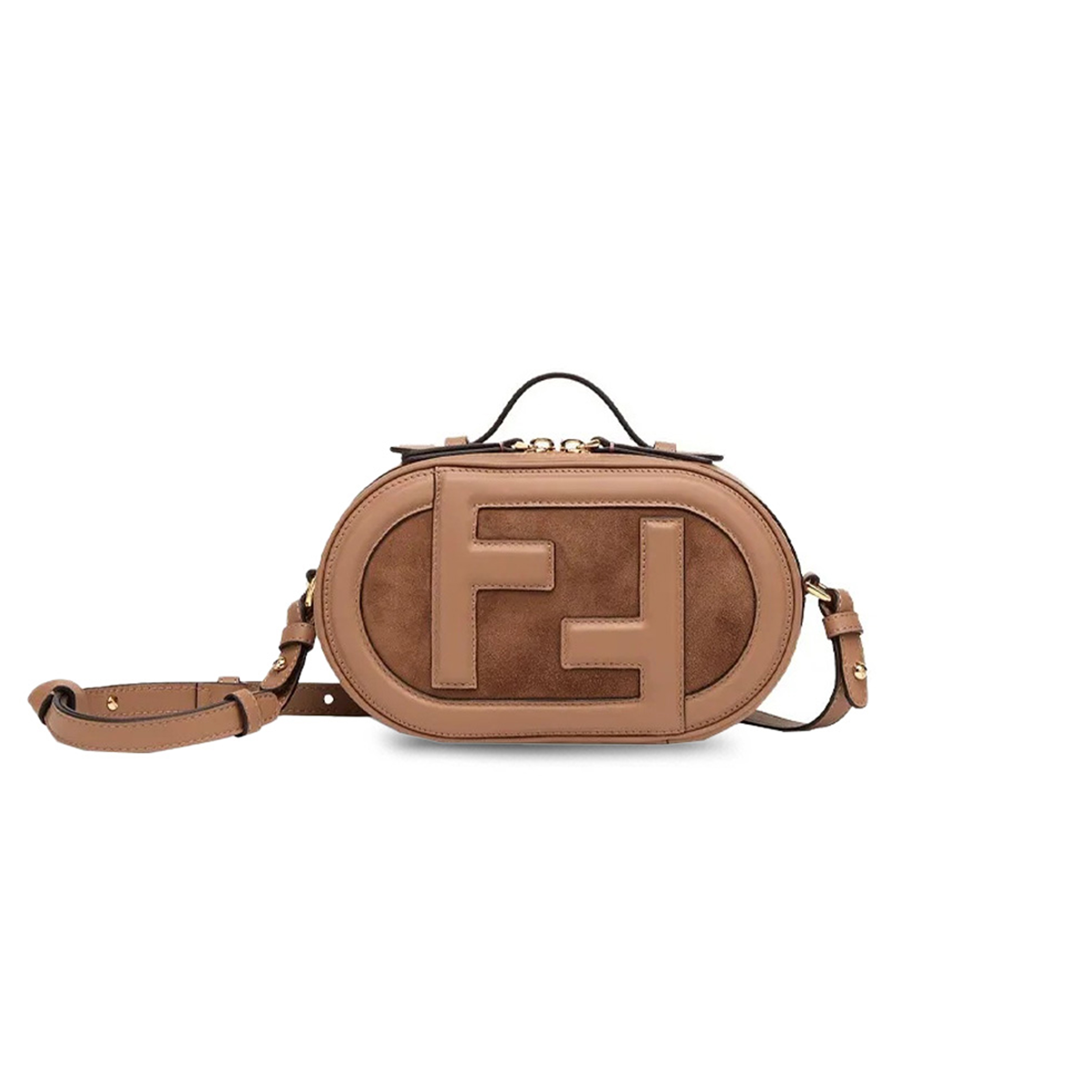 F**di cappuccino leather and suede crossbody bag 8bs058ahsbf1fvx (21*13*8cm)